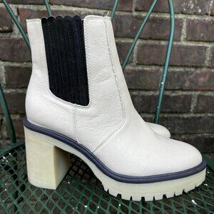 Oasis Society Black Beige Anastasia Platform Heeled Ankle Boots Womens Size 8.5